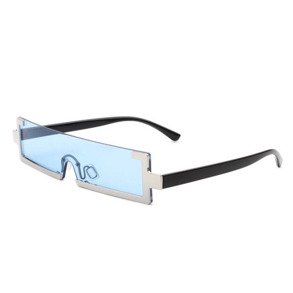 6176 | Blue Flat Top Semi Rimless Sunglasses - Picture 2 of 4